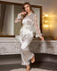 Lace Trim Satin Pajama Set