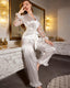Lace Trim Satin Pajama Set