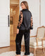 Lace Trim Satin Pajama Set Button Front