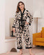 Plus Size Leopard Print Satin Pajama Set