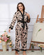 Plus Size Leopard Print Satin Pajama Set