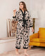 Plus Size Leopard Print Satin Pajama Set