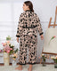 Plus Size Leopard Print Satin Pajama Set