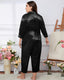 Plus Size Satin Button Down Pajama Set