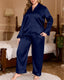 Plus Size Satin Button Down Pajama Set