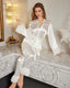 Lace Trim Satin Long Sleeve Pajama Set