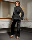 Lace Trim Satin Long Sleeve Pajama Set