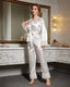 Lace Trim Satin Long Sleeve Pajama Set