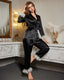 Ruffle Satin Long Sleeve Pajama Set