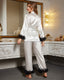 Ruffle Satin Long Sleeve Pajama Set