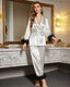 Ruffle Satin Long Sleeve Pajama Set