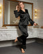Ruffle Trim Satin Pajama Set
