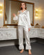 Ruffle Trim Satin Pajama Set