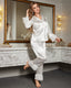 Ruffle Trim Satin Pajama Set