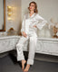 Ruffle Trim Satin Pajama Set