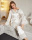 Ruffle Trim Satin Pajama Set