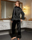 Ruffle Trim Satin Pajama Set
