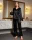 Ruffle Trim Satin Pajama Set