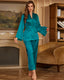Elegant Solid Color Robe Pajama Set