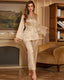 Elegant Solid Color Robe Pajama Set