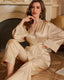 Elegant Solid Color Robe Pajama Set