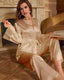 Elegant Solid Color Robe Pajama Set