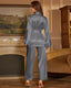 Elegant Solid Color Robe Pajama Set