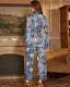 Printed Satin Robe Style Pajama Set