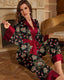 Printed Satin Robe Style Pajama Set