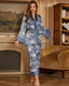 Printed Satin Robe Style Pajama Set