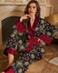 Printed Satin Robe Style Pajama Set