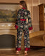 Printed Satin Robe Style Pajama Set