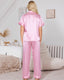 Striped Short Sleeve Satin Pajama Set