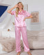 Striped Short Sleeve Satin Pajama Set