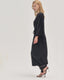 Black Satin-Texture Pink Piping Trim Long Robe