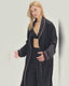 Black Satin-Texture Pink Piping Trim Robe