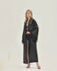 Luxury Black Robe with Pink Piping & Belt